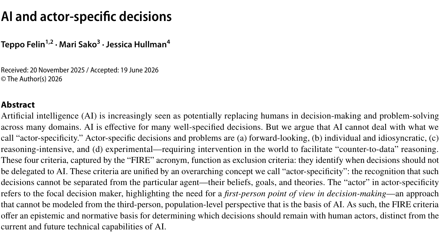 AI and Actor-Specific Decisions thumbnail